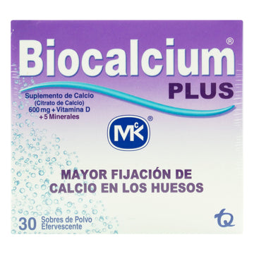 Biocalcium Plus calcio vitamina D y minerales 30 sobres — Tecnoquímicas