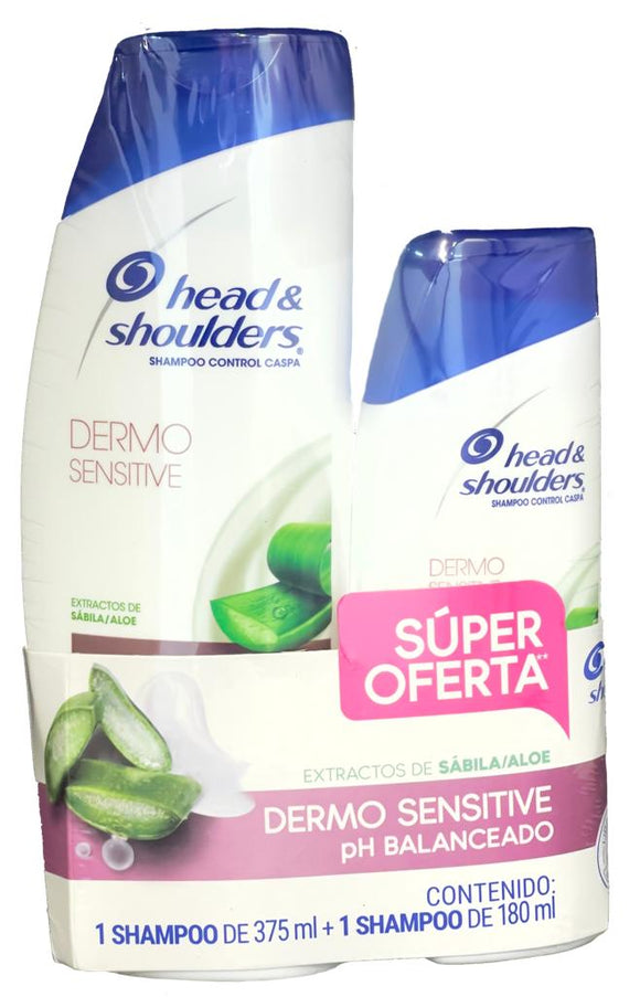 SHAMPOO HEAD SHOULDERS DERMO SENSITIVE 375 ML+ 180 ML PRECIO ESPECIAL (EXH) - Uno A Droguerias
