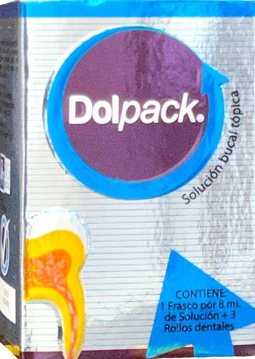 Calzas Dolpack Benzocaína Antipirina 8ml + 3 rollos dentales — Big Medical
