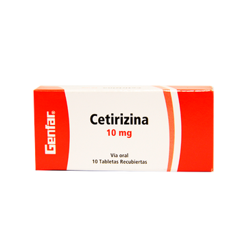 Cetirizina diclorhidrato 10mg caja x10 tabletas recubiertas — Genfar