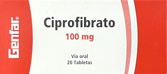 Ciprofibrato 100 mg Genfar 20 tabletas