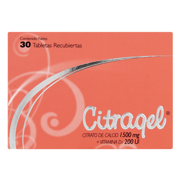 Citragel citrato de calcio 1500 mg + vitamina D3 200 UI 30 tabletas recubiertas — Procaps