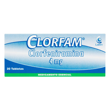 Clorfam 4mg (Clorfeniramina) 20 Tabletas — Labinco