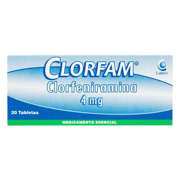 Clorfam 4mg (Clorfeniramina) 20 Tabletas — Labinco