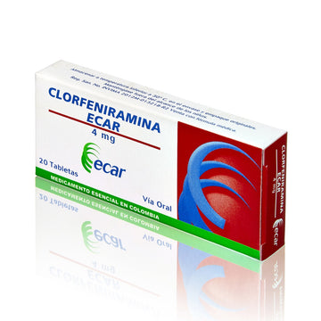 Clorfeniramina maleato 4 mg caja con 20 tabletas — Ecar