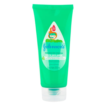 Crema Johnson's Baby para Peinar 200 ml - frasco blanco con tapa azul
