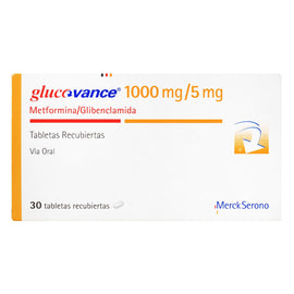 GLUCOVANCE 1000/5 MG 30 TABLETAS - Uno A Droguerias
