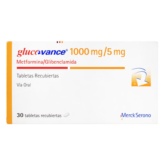 GLUCOVANCE 1000/5 MG 30 TABLETAS - Uno A Droguerias