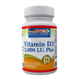 VITAMINA D3 2000 IU 100 SOFTGELS HEALTY AMERICA - Uno A Droguerias