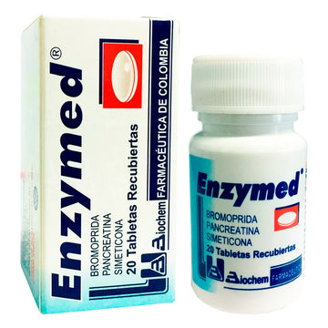 Enzymed 20 grageas — Bromoprida + Pancreatina + Simeticona — Biochem Farmacéutica