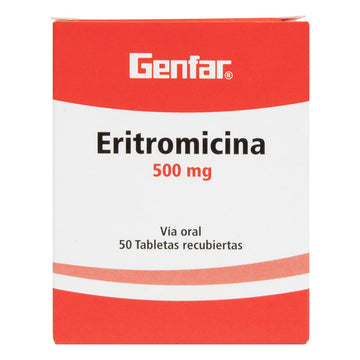 Eritromicina 500mg 50 Tabletas — Genfar