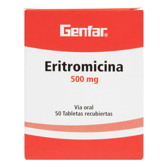Eritromicina 500mg 50 Tabletas — Genfar