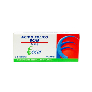 Ácido fólico 5mg ácido fólico caja con 20 tabletas — Ecar