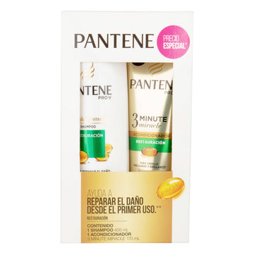 SHAMPOO PANTENE RESTAURACION 400 ML+ACONDICIONADOR 170 ML 3MM(EXH) - Uno A Droguerias