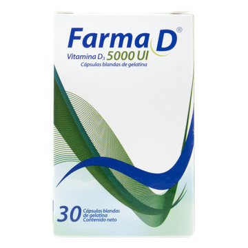 Farma D Colecalciferol Vitamina D3 5000UI 30 Cápsulas Blandas