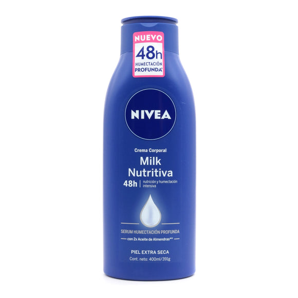 CREMA NIVEA BODY MILK NUTRITIVA ALMENDRAS 400 ML - Uno A Droguerias