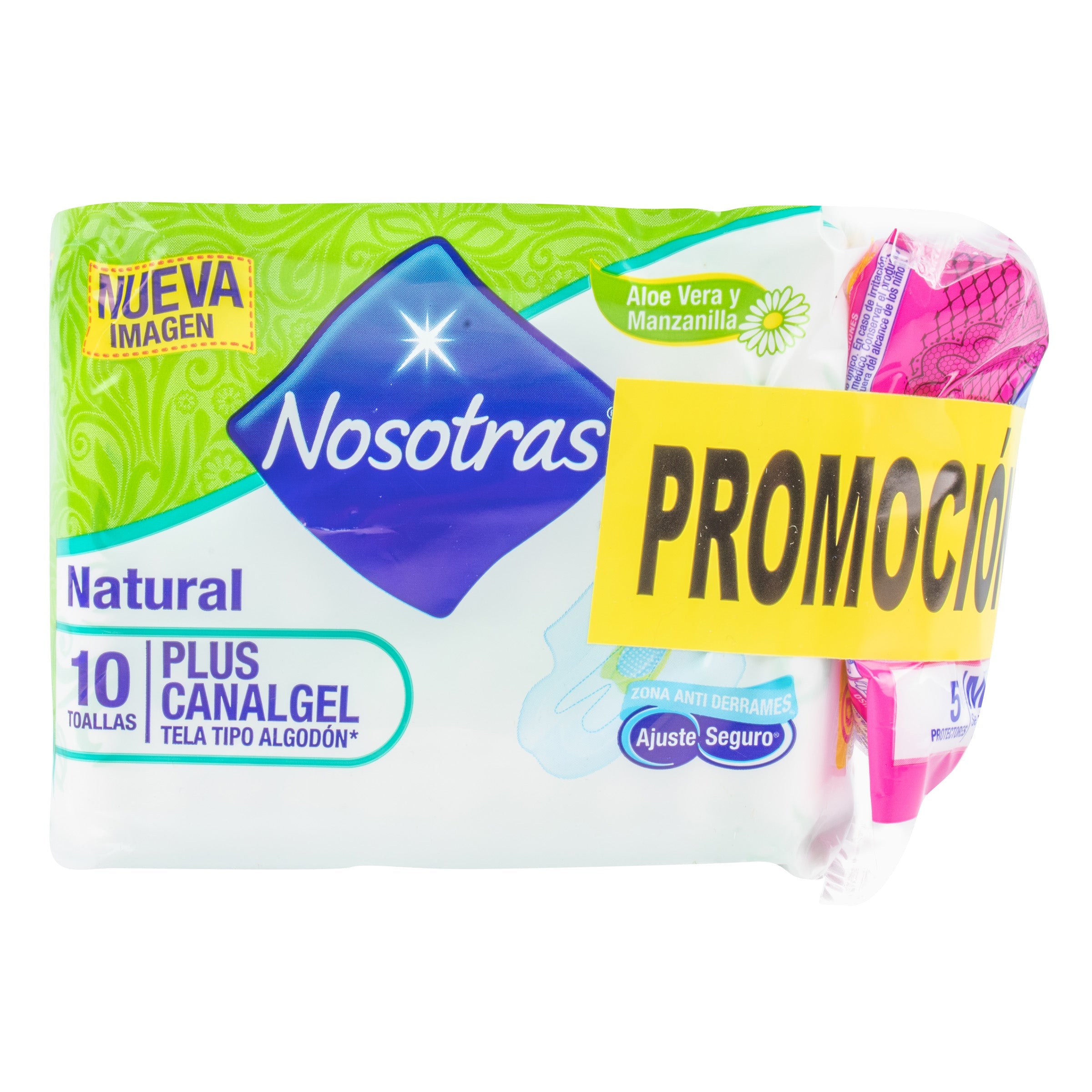 TOALLA NOSOTRAS PLUS CANAL GEL 10 UNIDADES+5 PROTECTORES MULTIESTILO