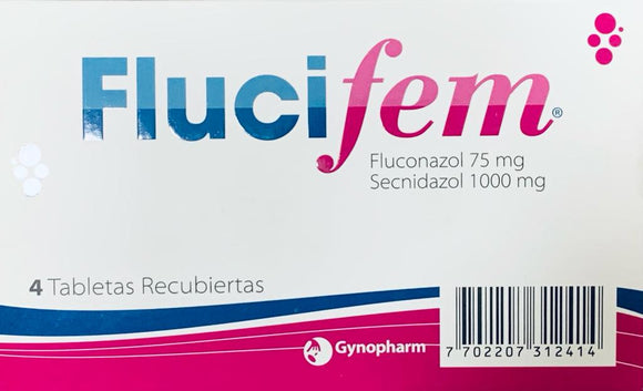 Flucifem Fluconazol 75mg Secnidazol 1000mg caja con 4 tabletas recubiertas — Lafrancol