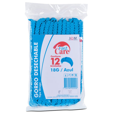 Gorro Desechable Fast Care Azul 12 uds — Icom