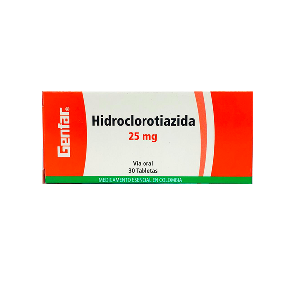 Hidroclorotiazida 25mg 30 Tabletas — Genfar