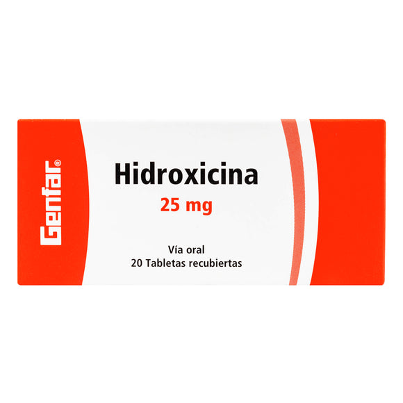 Hidroxicina 25 mg 20 Tabletas — Genfar