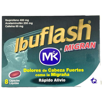 Ibuflash Migran ibuprofeno acetaminofén cafeína 8 cápsulas blandas — Tecnoquímicas