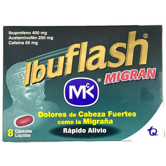 Ibuflash Migran ibuprofeno acetaminofén cafeína 8 cápsulas blandas — Tecnoquímicas