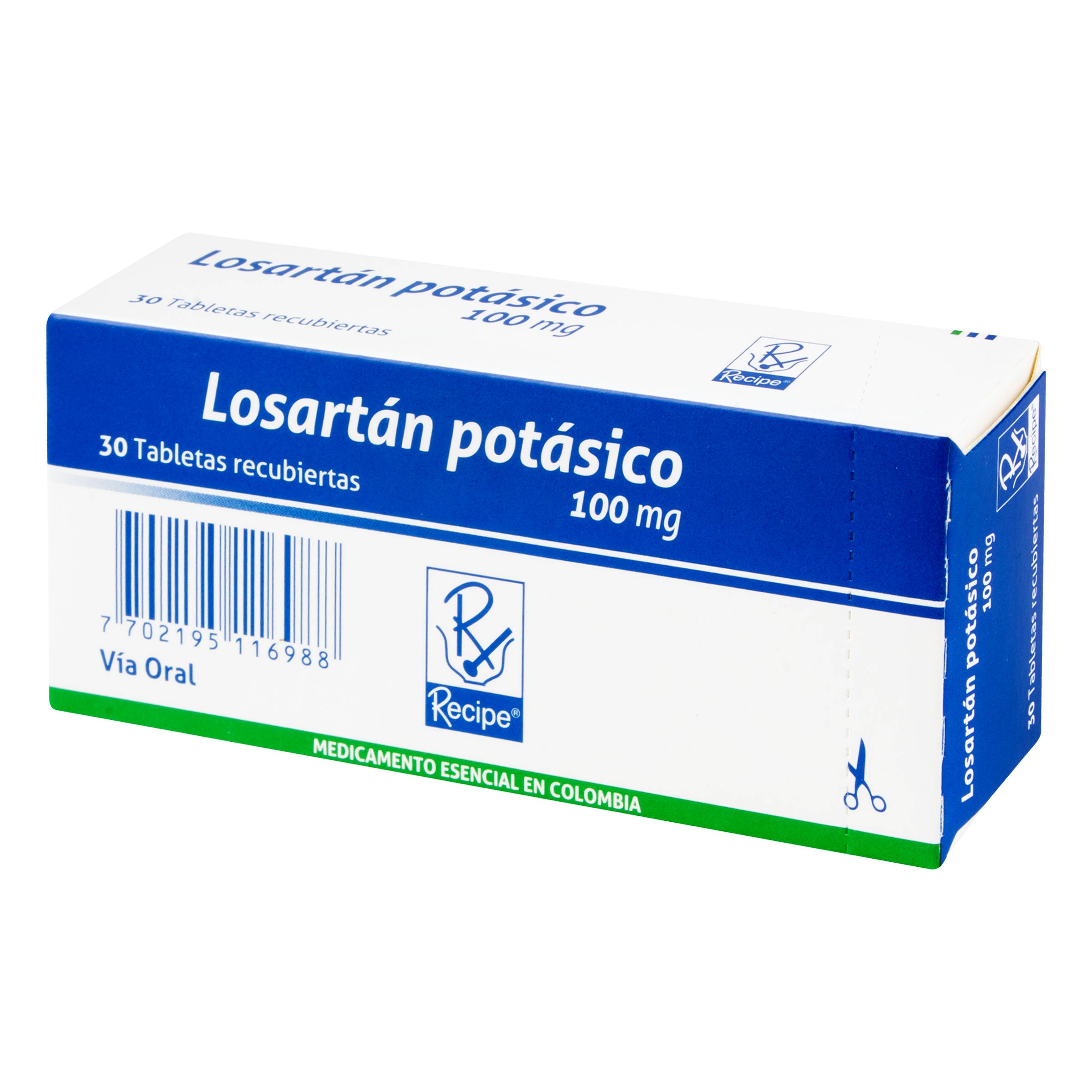 LOSARTAN 100 MG 30 TABLETAS RC