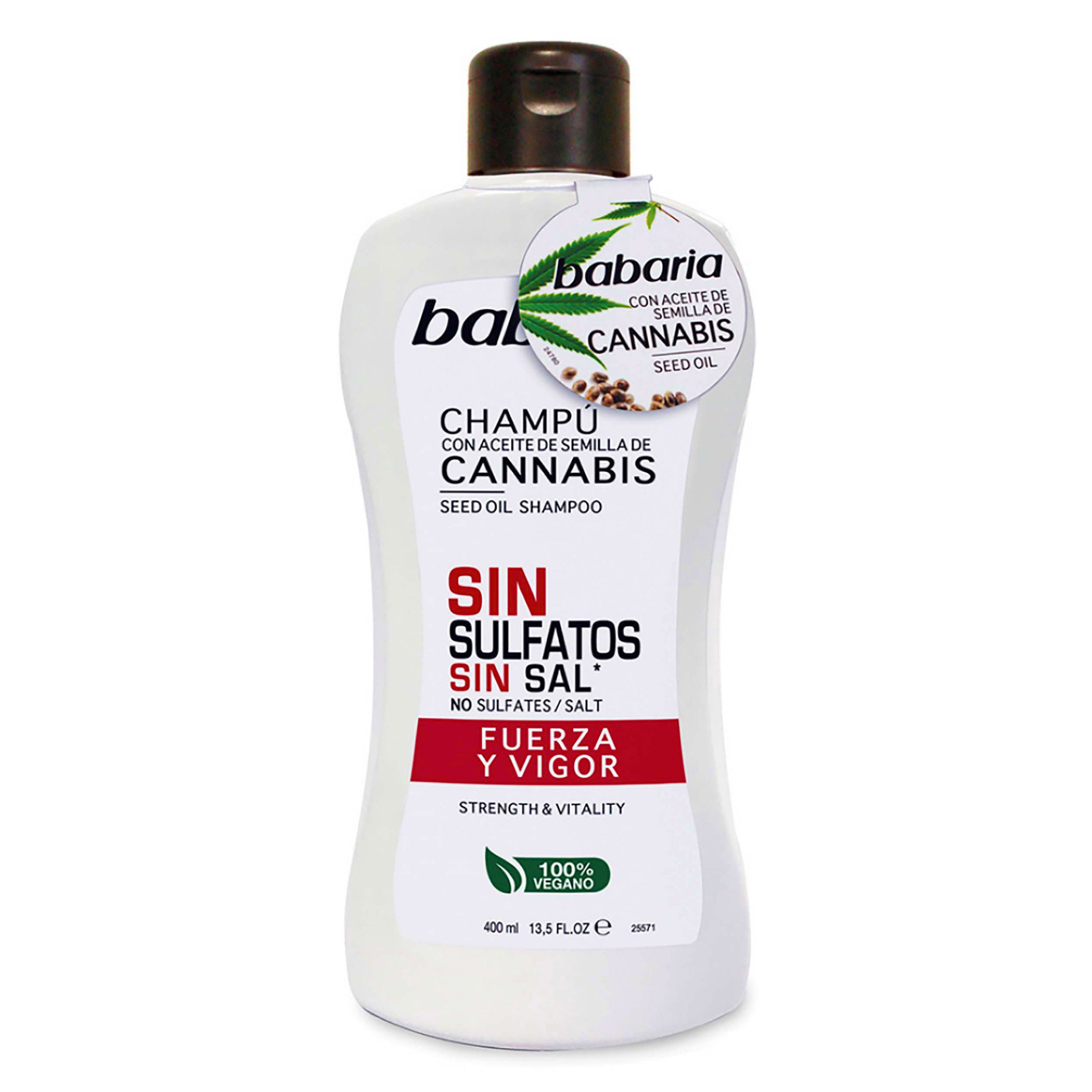 SHAMPOO CANNABIS BABARIA FUERZA Y VIGOR 400 ML LB - (LR)