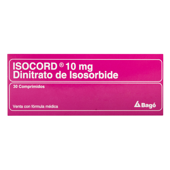 Isocord mononitrato de isosorbide 10mg 30 tabletas — Bagó