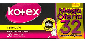 Kotex Tampones Digitales Medio 20 + 12 Unidades — Kimberly-Clark