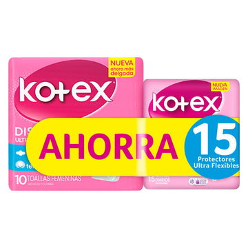 Kotex Toallas Ultra Tela 10 Unidades + 15 Protectores — Kimberly-Clark