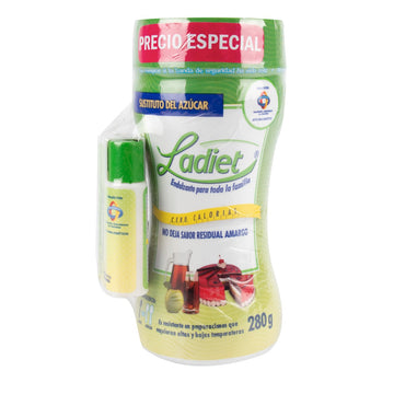Ladiet Endulzante 280 g polvo más dispensador 150 tabletas - combo sin calorías aspartame acesulfame K