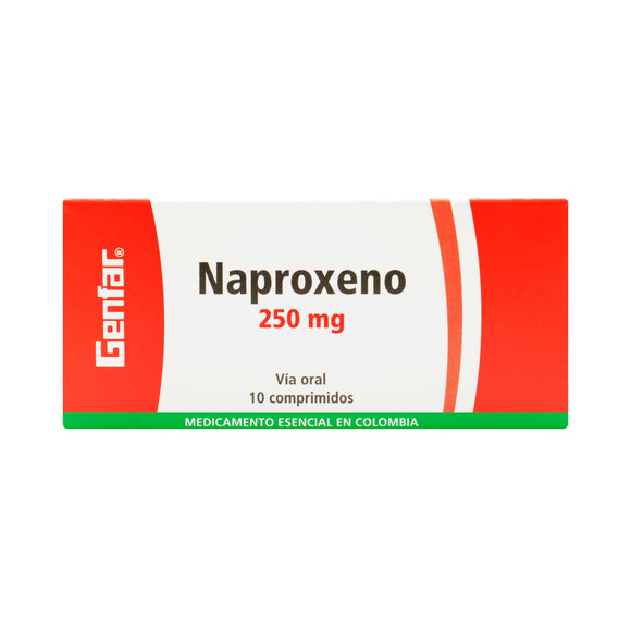 Naproxeno 250mg comprimidos caja con 10 — Genfar