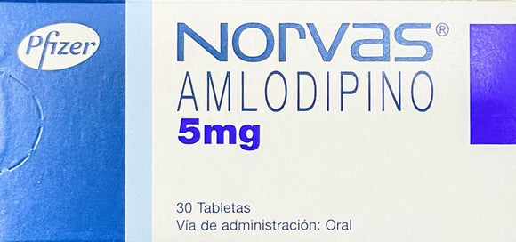 Norvas 5mg Amlodipino 30 Tabletas — Aspen