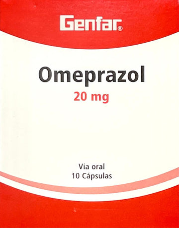 Omeprazol Genfar 20 mg caja con 10 cápsulas
