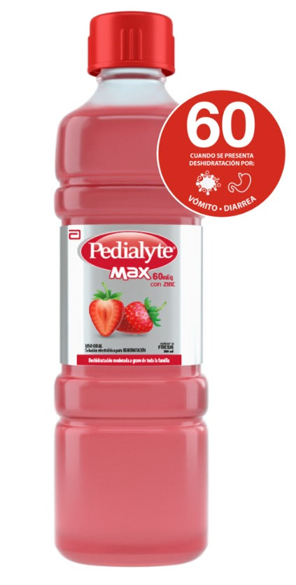 Pedialyte Max con Zinc 60 Fresa 500 ml solución de rehidratación oral — Abbott