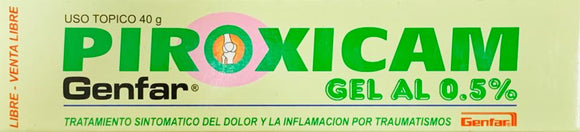 Piroxicam Gel 0.5% antiinflamatorio tópico tubo 40g — Genfar