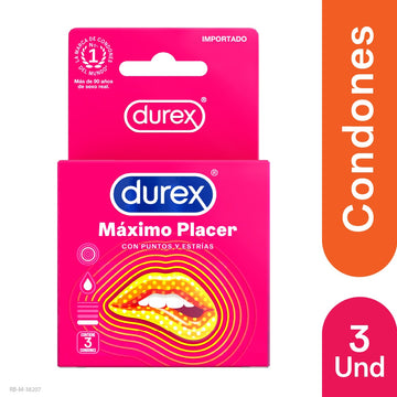 Preservativo Durex Maximo Placer 3 Unidades — RB Health