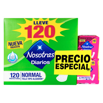 Protectores Nosotras 120 Diarios Normal + Multiestilo 30 Unidades — Familia