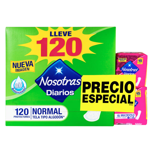 Protectores Nosotras 120 Diarios Normal + Multiestilo 30 Unidades — Familia