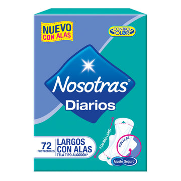 Protectores Nosotras Diarios Largos con Alas 72 Unidades — Familia