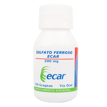Sulfato Ferroso 200 mg sulfato ferroso 100 grageas — Ecar