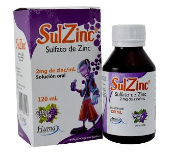 Sulzinc Sulfato de Zinc 2mg/ml Solución Oral 120ml — Humax Pharmaceutical