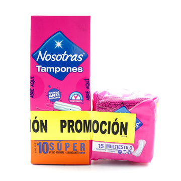 Tampon Nosotras Digital Super 10 Unidades + 15 Protectores — Familia