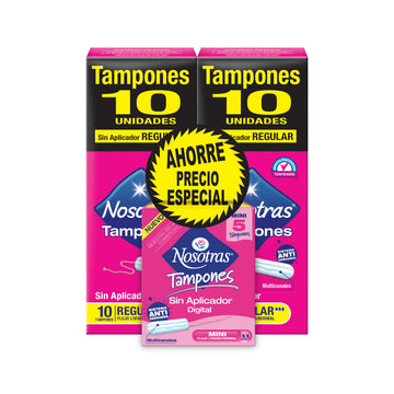 Tampones Nosotras Digital 10 Unidades + 5 Mini — Familia