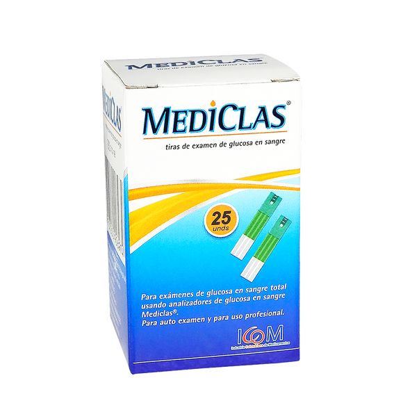 Tiras Reactivas Glucometría Mediclas 25 Unidades — Icom
