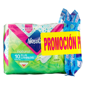 Toalla Nosotras Natural Plus Canalgel 10+2 Unidades — Familia