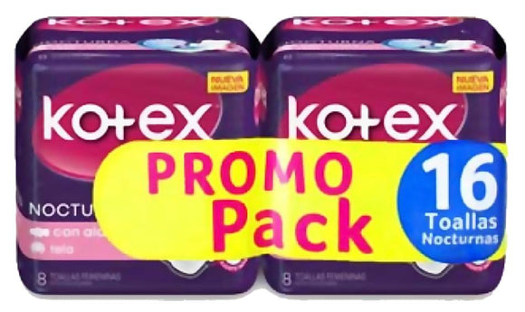 Toallas Kotex Nocturna Tela Promo Pack 16 Unidades — Colombiana Kimberly Colpa