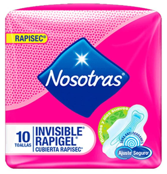 Toallas Nosotras Invisible Rapigel 10 Unidades + 2 — Familia